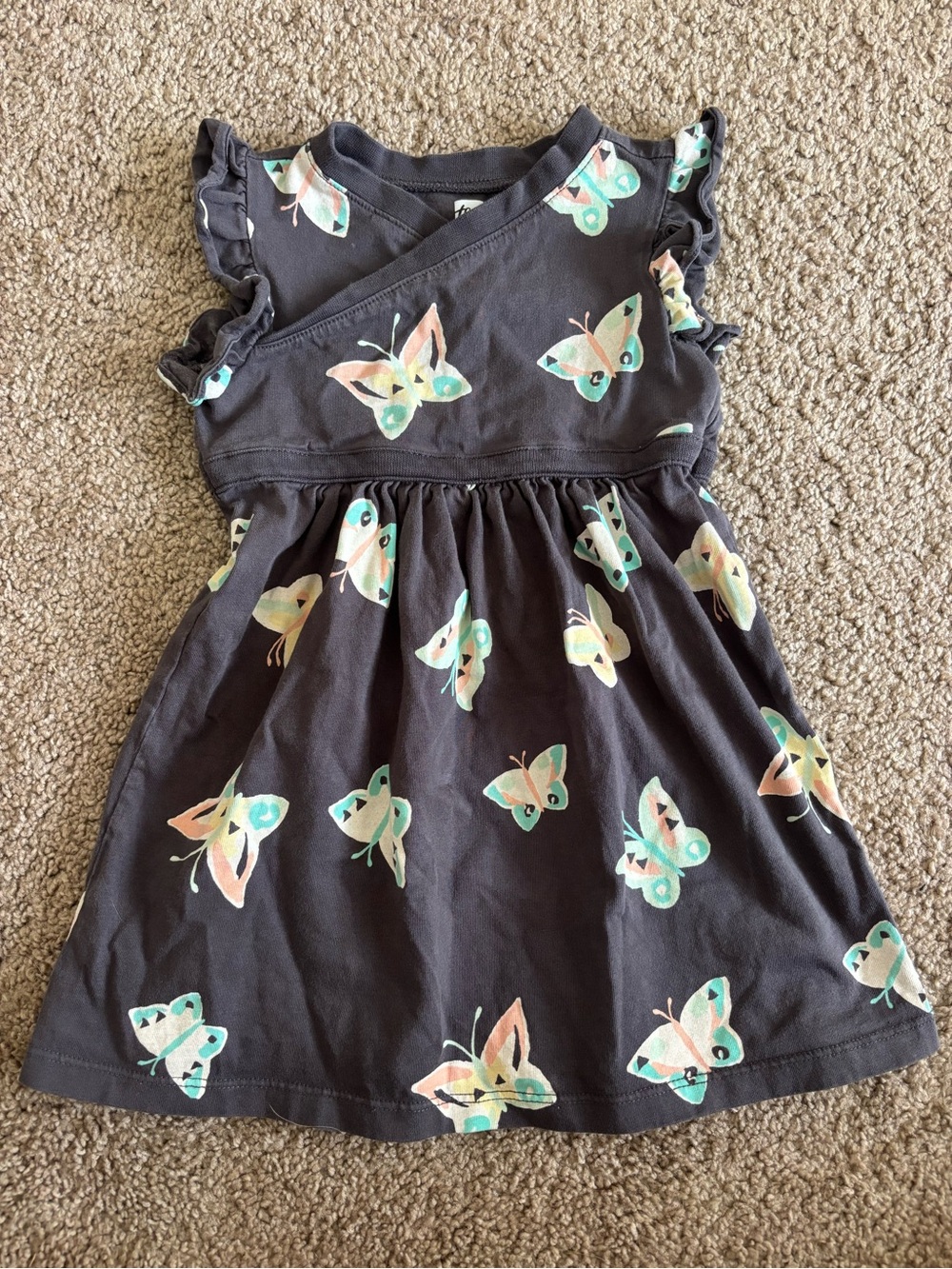Tea Collection Charcoal Butterfly Wrap Dress